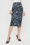 Dorothy Perkins Black Cobalt Floral Tailored Pencil Skirt thumbnail 2