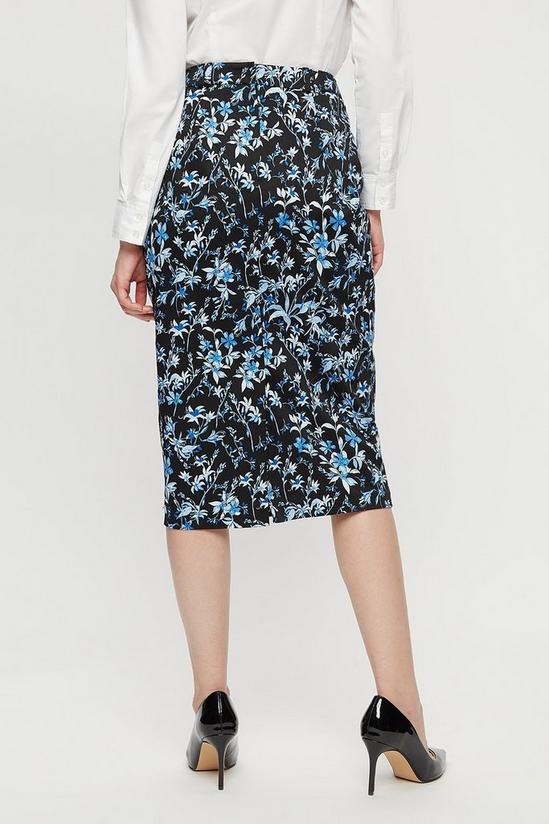 Dorothy Perkins Black Cobalt Floral Tailored Pencil Skirt 3