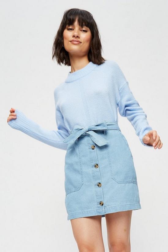 Dorothy Perkins Petite Pale Blue Denim Button Detail Skirt 1
