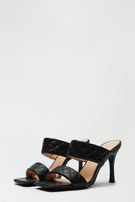 Dorothy Perkins Black Sushi Quilted Square Toe Heeled Mule 2