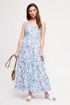 Dorothy Perkins Petite Blue And White Floral Tiered Dress thumbnail 1