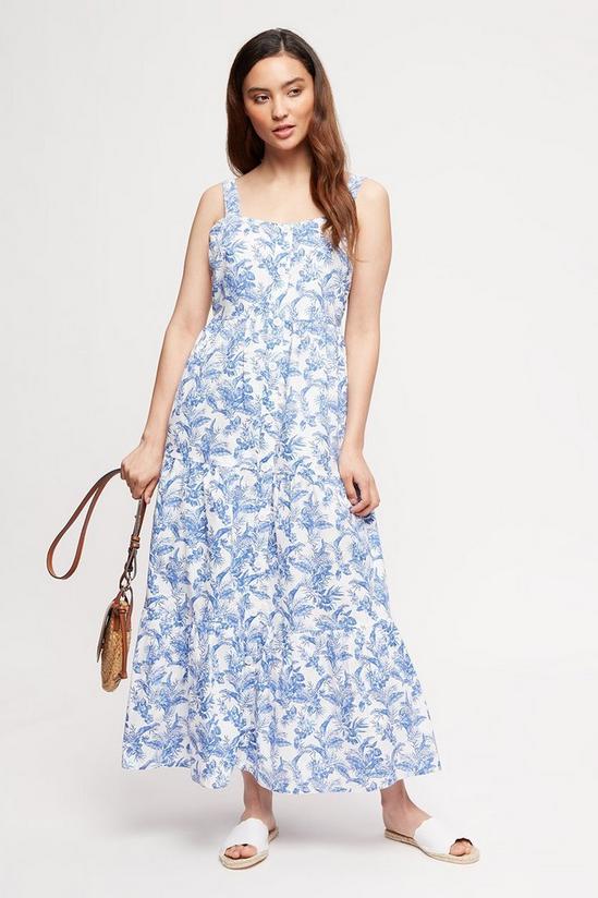 Dorothy Perkins Petite Blue And White Floral Tiered Dress 1