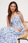 Dorothy Perkins Petite Blue And White Floral Tiered Dress thumbnail 2