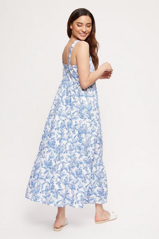 Dorothy Perkins Petite Blue And White Floral Tiered Dress 3