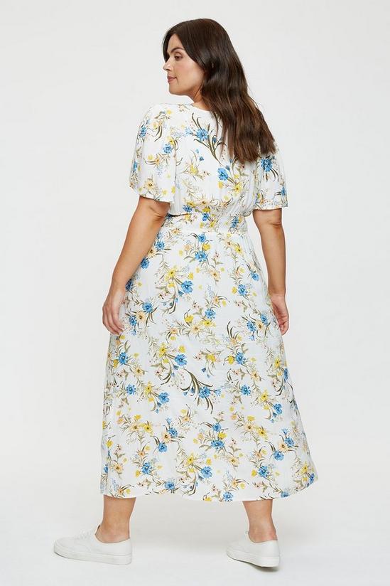Dorothy Perkins Curve Ivory Floral Shirred Waist Dress 3