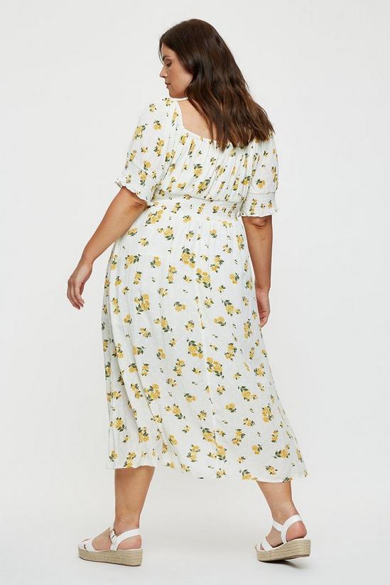 Dorothy Perkins Curve Yellow Floral Sweetheart Neck Midi 3