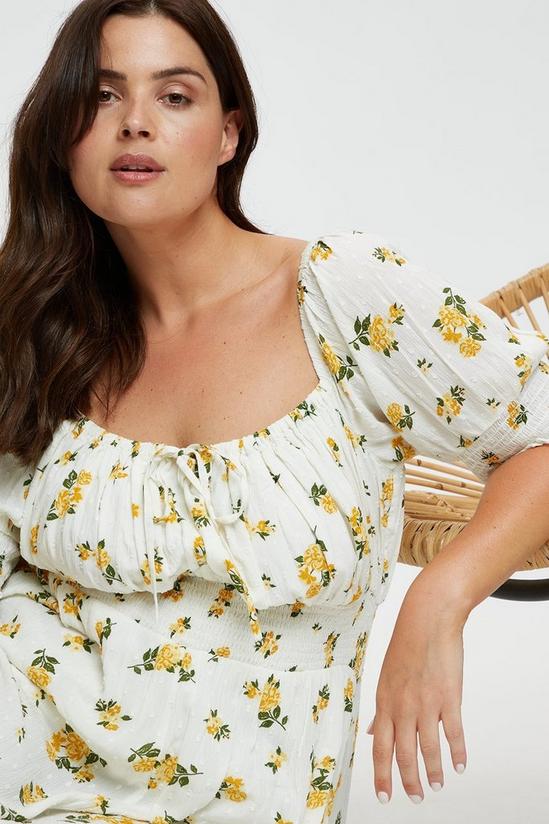 Dorothy Perkins Curve Yellow Floral Sweetheart Neck Midi 4
