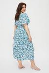 Dorothy Perkins Curve Blue Floral Shirred Waist Dress thumbnail 3