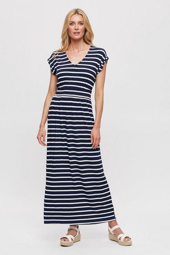 Dorothy Perkins Navy Stripe Roll Sleeve Maxi Dress 2