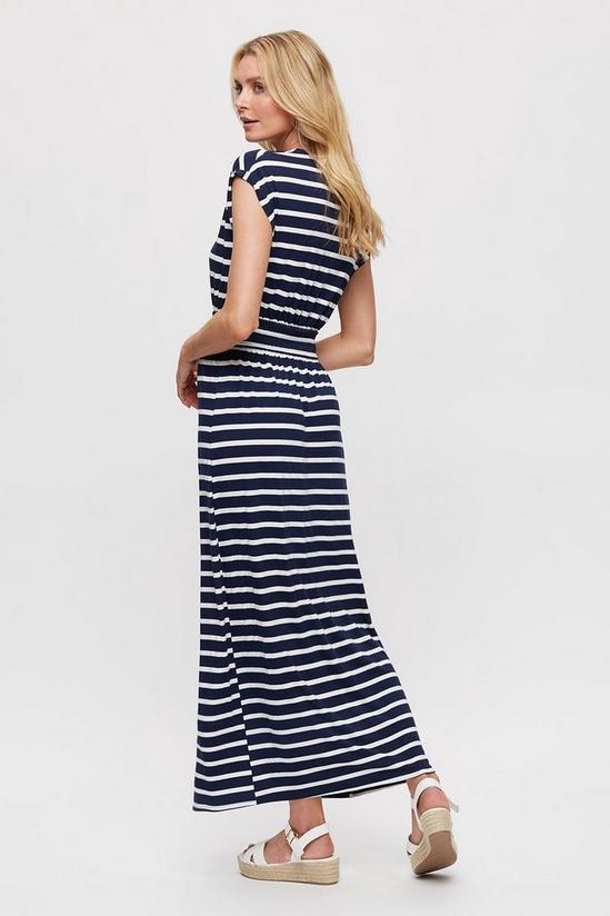 Dorothy Perkins Navy Stripe Roll Sleeve Maxi Dress 3