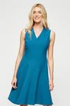 Dorothy Perkins Teal Fit And Flare Tailored Dress thumbnail 1