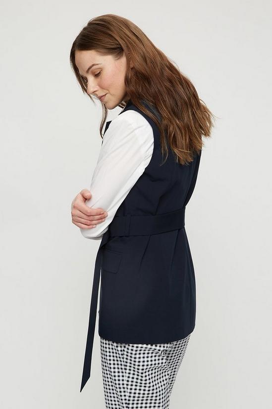 Dorothy Perkins Navy Tailored Belted Sleeveless Blazer 3