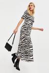 Dorothy Perkins Tall Zebra Shirred Top Midi Dress thumbnail 1