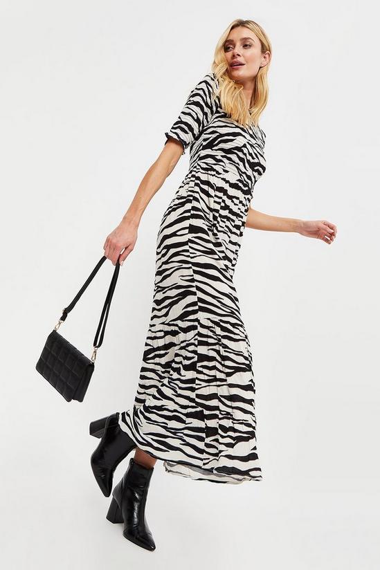Dorothy Perkins Tall Zebra Shirred Top Midi Dress 1