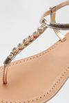 Dorothy Perkins Wide Fit Leather Gold Gem Toe Post thumbnail 3