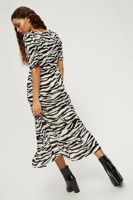 Dorothy Perkins Petite Zebra Print Shirred Body Midi Dress 3