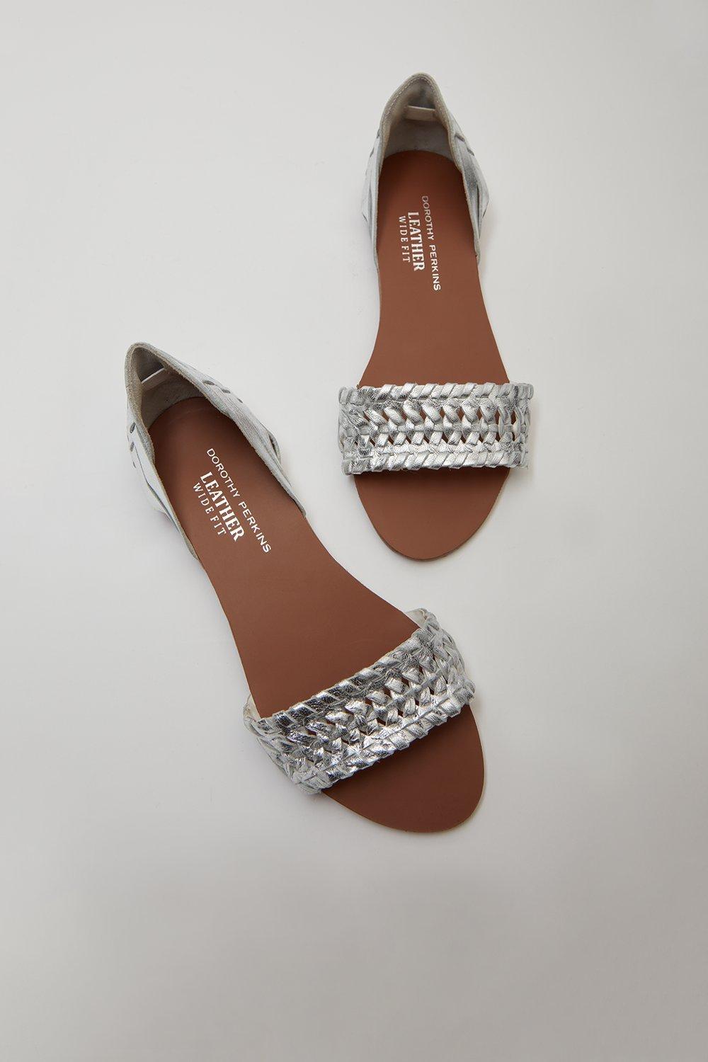 Sandals Leather Silver Jingly Weave Sandals Dorothy Perkins