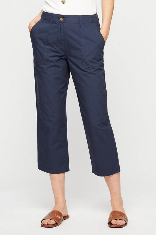 Dorothy Perkins Navy Poplin Crop Trousers 2