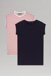 Dorothy Perkins 2 Pack Longline T-shirt Navy/red Stripe thumbnail 1