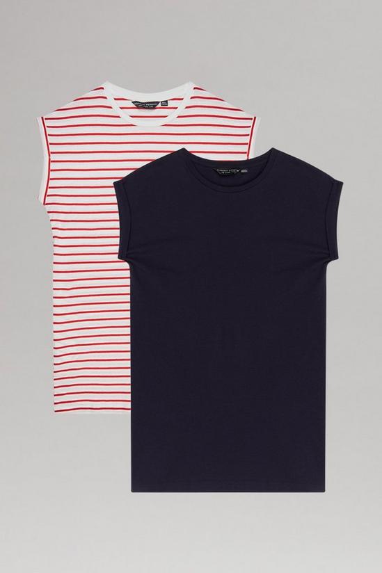 Dorothy Perkins 2 Pack Longline T-shirt Navy/red Stripe 1