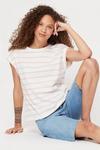 Dorothy Perkins Petite Blush Stripe Roll Sleeve T-shirt thumbnail 1