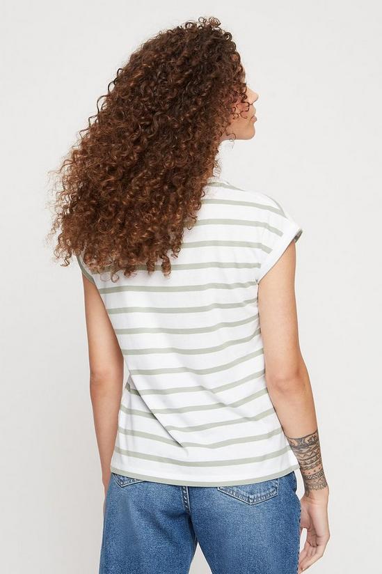 Dorothy Perkins Petite Sage Stripe Roll Sleeve T-shirt 3