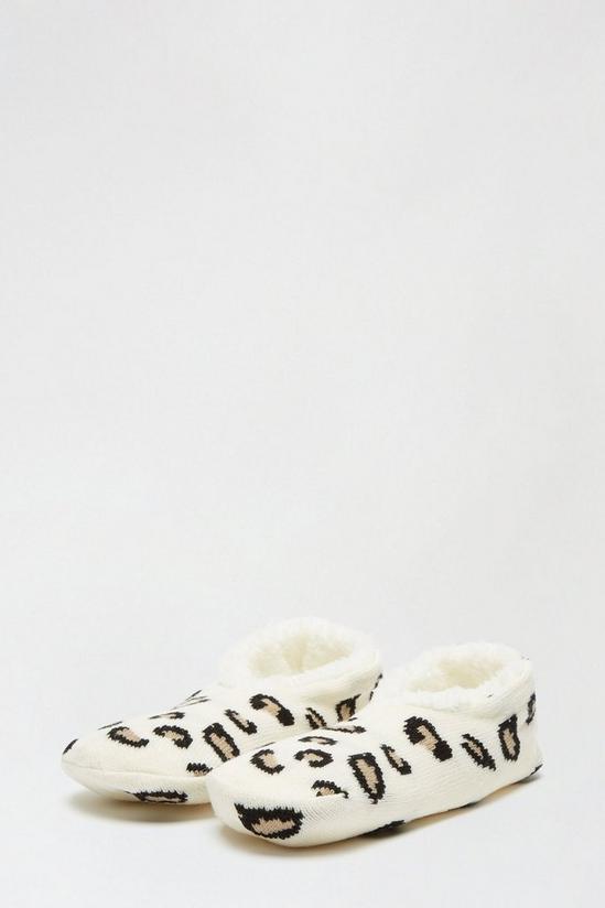 Dorothy Perkins Grey Leopard Slipper Sock 1