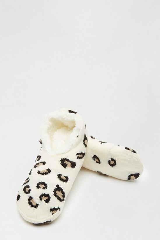 Dorothy Perkins Grey Leopard Slipper Sock 2
