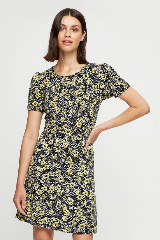 Dorothy Perkins Black Lemon Floral Empire Fit And Flare Dress 1