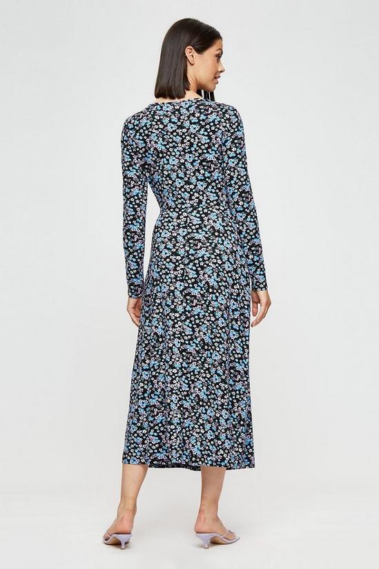 Dorothy Perkins Blue Floral Long Sleeve Empire Midi Dress 3