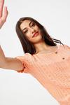Dorothy Perkins Tall  Coral Broderie Button Puff Sleeve Top thumbnail 4