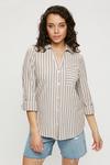 Dorothy Perkins Red And Ivory Stripe Open Collar Shirt thumbnail 1