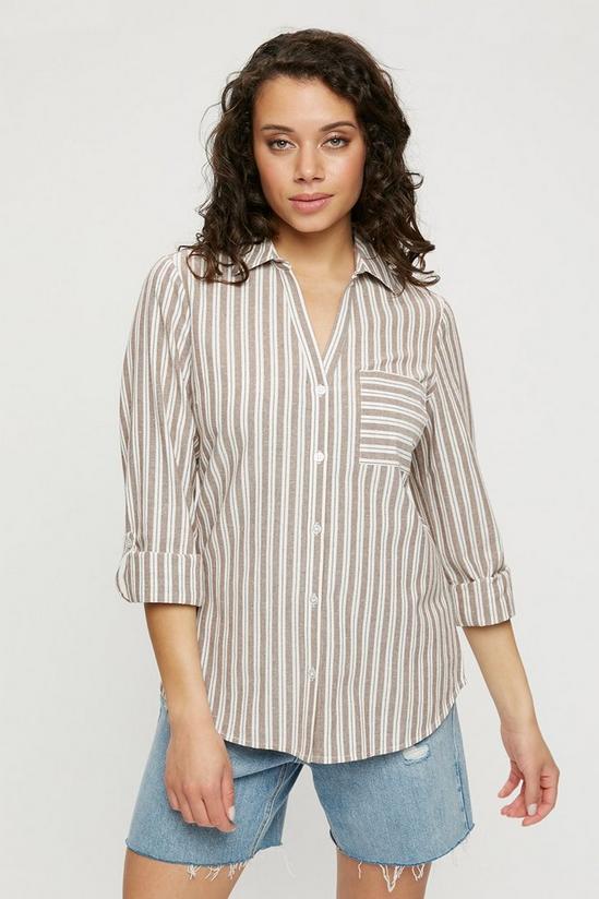 Dorothy Perkins Red And Ivory Stripe Open Collar Shirt 1