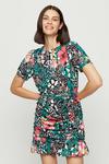 Dorothy Perkins Tropical Ruched Short Sleeve Mini Dress thumbnail 1