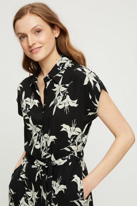 Dorothy Perkins Mono Tropical Tie Waist Shirt Dress 4