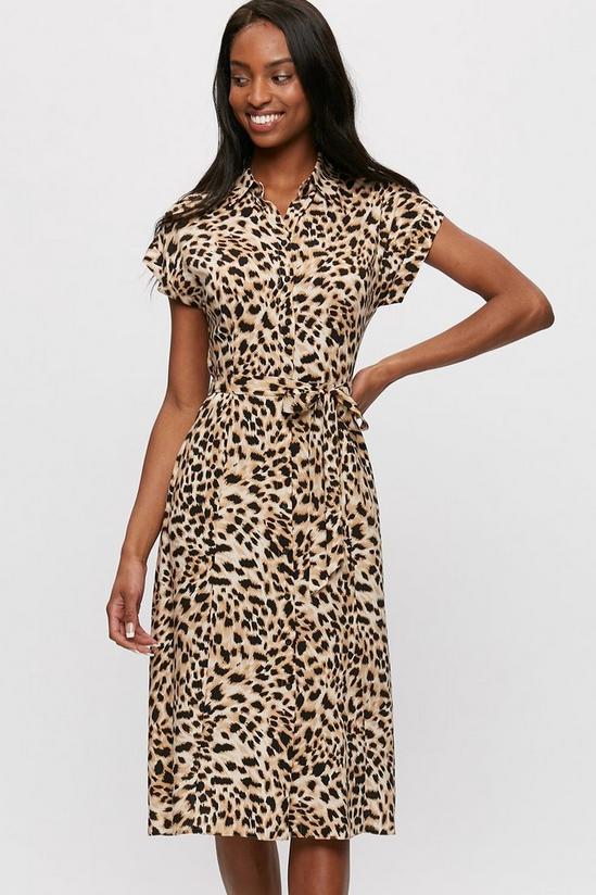 Dorothy Perkins Leopard Tie Waist Shirt Dress 1