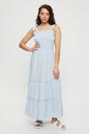 Dorothy Perkins Blue Stripe Shirred Midaxi Dress thumbnail 2