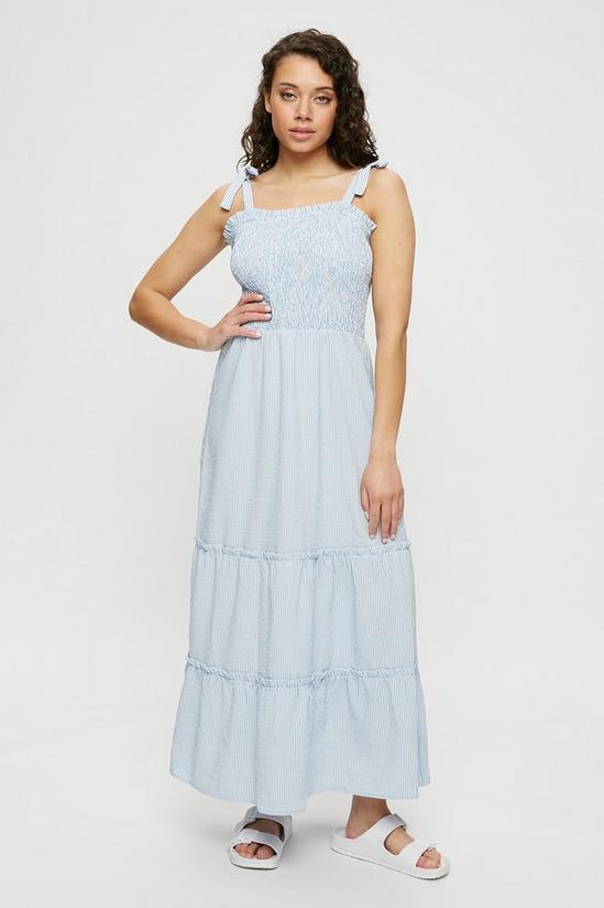 Dorothy Perkins Blue Stripe Shirred Midaxi Dress 2