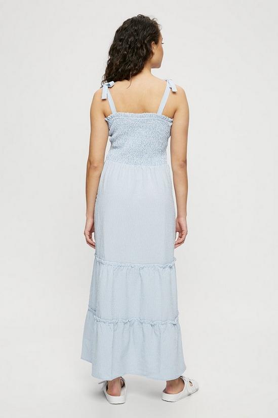 Dorothy Perkins Blue Stripe Shirred Midaxi Dress 3
