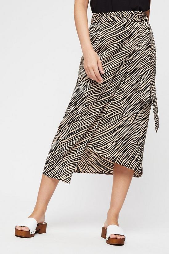 Dorothy Perkins Petite Tiger Print Asymmetric Wrap Midi Skirt 2