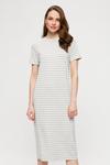 Dorothy Perkins Grey Stripe T-shirt Midi Dress thumbnail 1