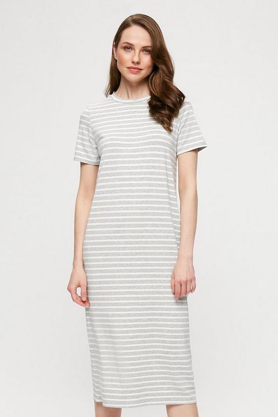 Dorothy Perkins Grey Stripe T-shirt Midi Dress 1