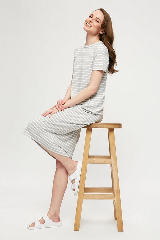 Dorothy Perkins Grey Stripe T-shirt Midi Dress 2