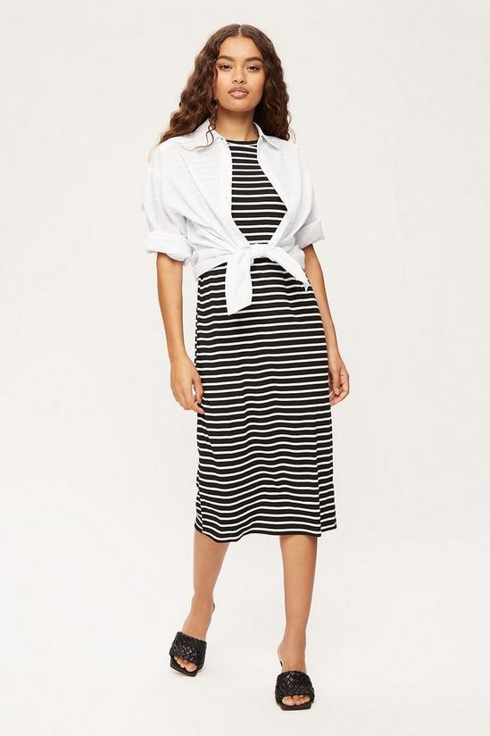 Dorothy Perkins Petite Mono Stripe T Shirt Midi Dress 2