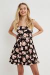 Dorothy Perkins Petite Ruched Floral Fit And Flare Dress thumbnail 1
