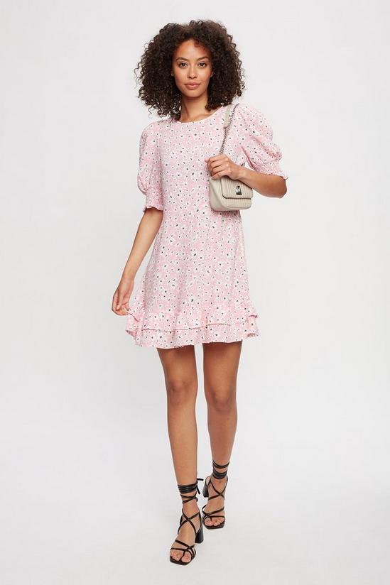 Dorothy Perkins Pink Ditsy Floral Frill Hem Mini Dress 2
