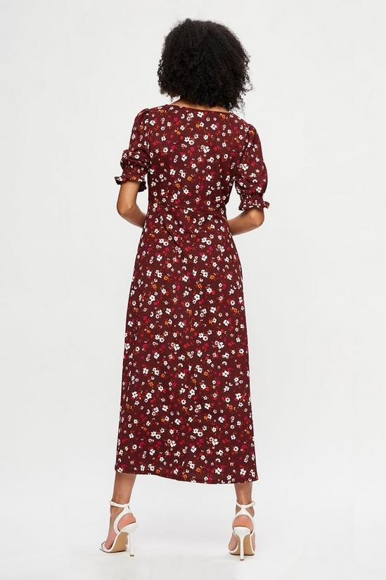 Dorothy Perkins Tall Rust Floral Wrap Midi Dress 3