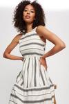 Dorothy Perkins Mono Stripe Halter Shirred Midaxi Dress thumbnail 1
