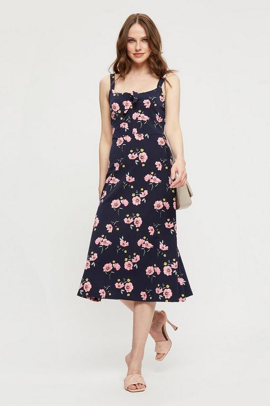 Dorothy Perkins Navy Pink Floral Tie Front Midi Dress 2