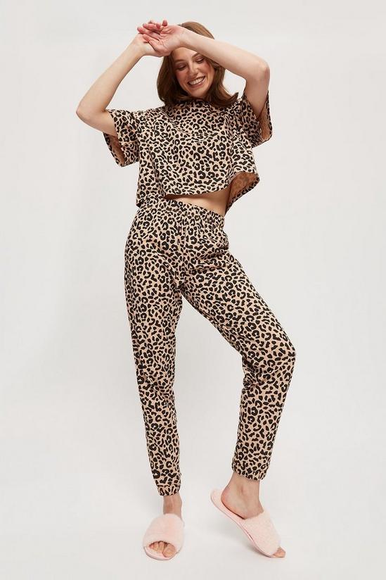 Dorothy Perkins Animal Print Oversize T-Shirt and Cuffed Trousers Pyjama Set 1